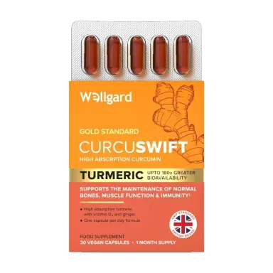 Wellgard Curcuswift with D3 & Ginger - 30 Vegan Capsules