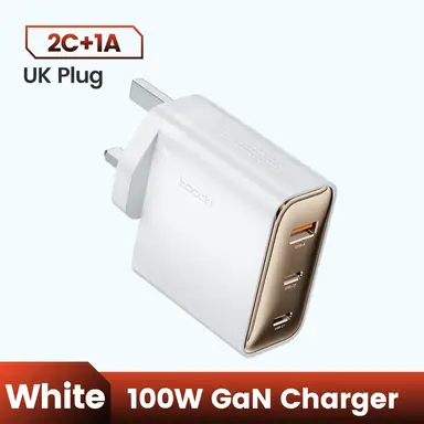 toocki 100W USB C Charger Block, 3-Port GaN Fast Wall Charger with Foldable Plug, PD3.0/QC3.0 Fast Charger for iPhone 17/16/13/14/15 Pro Max/Plus, MacBook Air/Pro, Dell XPS 13, Samsung Galaxy S24/S23 Series