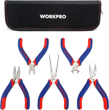 WORKPRO W001305 Mini Precision Pliers Set, Jewellery Pliers, 5 Pieces
