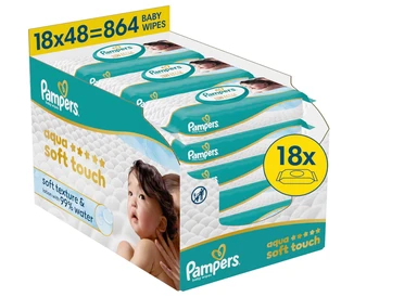 Pampers Soft Touch babydoekjes 18 x 48 stuks