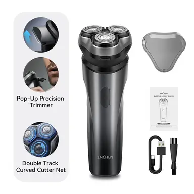 ENCHEN Blackstone Max 100% Waterproof Electric Shaver 3D-Direction Flex Heads With POP-UP Precision Trimmer, 1pc