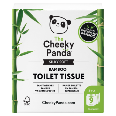The Cheeky Panda Silky Soft Bamboo Toilet Tissue 9 Rolls 3 Ply
