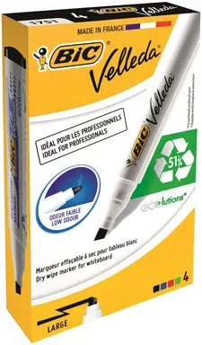 Bic Velleda 1751 Whiteboard Marker Assorted, Pack of 4