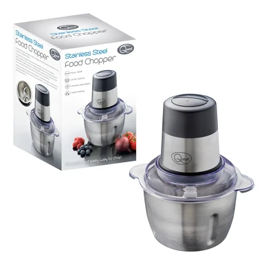 Quest 1.8L Stainless Steel Food Chopper with Stainless Steel Bowl, Motor, and Durable Lid (31559)