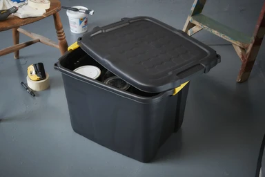 Strata Heavy Duty Box with Lid-Black/Yellow 42L