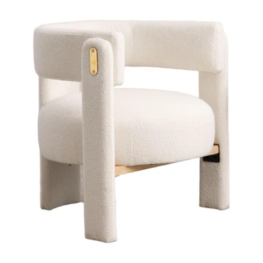 chairus Gelegentlicher Akzentstuhl im Faux-Fell Wohnzimmer-Sessel Polsterstuhl für Schlafzimmer (Weiß)