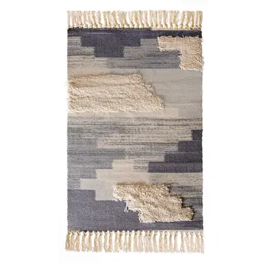 Ashler Cotton Area Rug Boho Rugs Woven Tassel Indoor Outdoor Carpet Shaggy Tufted Machine Washable Floor Mat Farmhouse Rug for Living Room Bedroom Kitchen Decor Blue 2 x 4 Feet