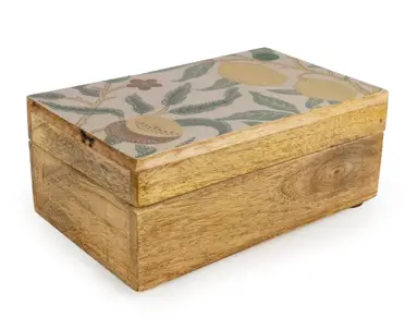 Candlelight Decorative Box Vintage Fruits Mango Wood Rectangle