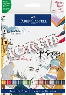 Sketchmarkers Faber-Castell Goldfaber Etui 12 Stuks op Alcoholbasis