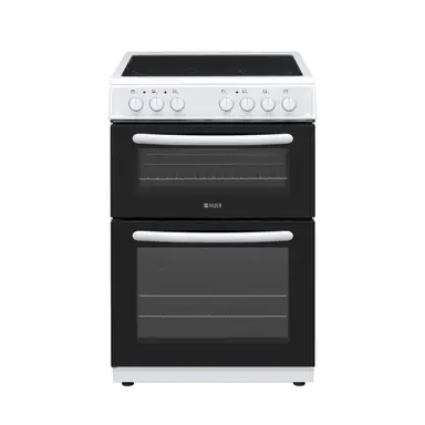 Haden HE65DOMW 60cm Ceramic Electric Cooker With Double Oven, White, A Rated