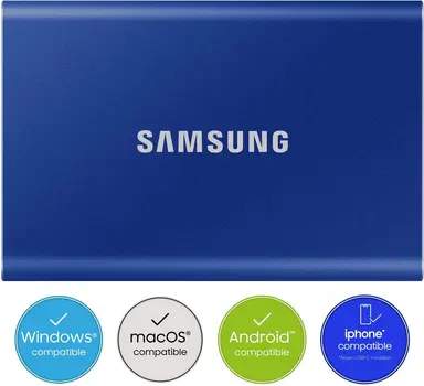 Samsung portable SSD T7 2 TB USB Type-C 3.2 Gen 2 (3.1 Gen 2) blauw