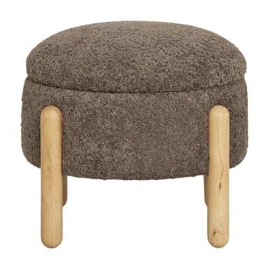 House Nordic Pouf rond en tissu avec rangement marron - Ø 45 x 36 cm
