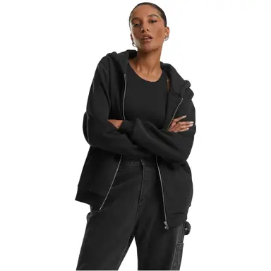 Urban Classics Ladies Fluffy Zip Hoody Sweat & Fleece - Hoodies Zipthrough black L