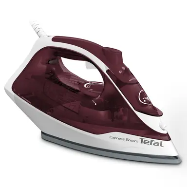 Tefal Express Steam Iron, 2600W, 45 g/min Continuous Steam, White & Red - FV2869G