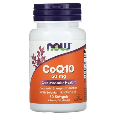 NOW Foods Coenzyme Q10 + Selenium + Vitamin E Heart Health 50mg Softgels - 50 Softgels