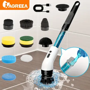 Iagreea Electric Spin Scrubber, Liquid Storage Design, Perfect for Cleaning + 9 Heads Replacement