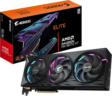 GIGABYTE AORUS Radeon RX 9070 XT Elite 16G Grafikkarte - 16 GB GDDR6, 256-Bit, PCI-E 5.0, 3100 MHz Kernfrequenz, 2 x DisplayPort, 2 x HDMI, GV-R9070XTAORUS E-16GD