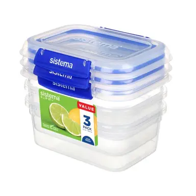 Sistema Klip It Plus Pack of 3 1L Rectangle Containers