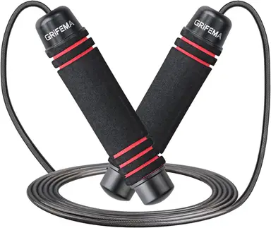 Grifema Sprungseil Für Erwachsene Kinder Fitness, Geschwindigkeits-Sprungseil, Gewichtetes Box-Sprungseil, Länge Einstellbar, Schwarz/Weiß