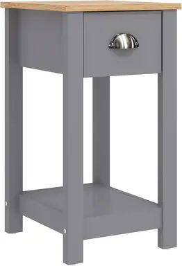 Galano Lilly Bedside Table - Slim Side Table with Storage, Organizer and Cabinet for Bedroom, Hallway or Entryway – Cool Grey/Beaufort Oak