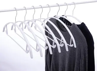 ANQI Pack of 50 White No Shoulder Bumps Non-Slip  Coating  Metal Hangers, with Pants Bar