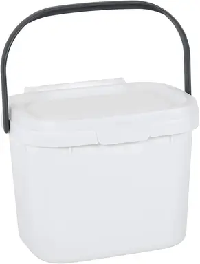 Addis Everyday Kitchen Food Waste Compost Caddy Bin, 4.5L - White & Metallic Silver