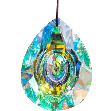 JU7CER 1PC Hanging Chandelier Crystal Prism - Dragon Eye Rainbow Catcher, Crystal Light-Catching Prism Decoration, Window Ornament, Hanging Glass Rainbow Maker, Suitable for Christmas Trees, Chandeliers, Weddings, Offices, Rooms & Home Decor, Christmas Must-Have