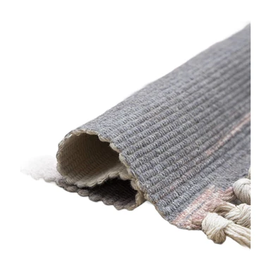 Ashler Baumwoll-Teppich Boho-Teppich gewebt mit Fransen für Innen- und Außenbereiche schlichte Tuft-Teppich maschinenwaschbarer Bodenbelag Landhaus-Teppich für Wohnzimmer, Schlafzimmer, Küche Dekoration 94085057 Braun