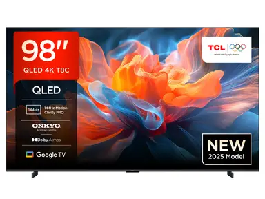 TCL 98T8C Smart TV, 98 Zoll, QLED, 4K Ultra HD, 144Hz, HDR10+