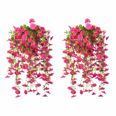 4Pcs 29.52in/75cm
Artificial Fake Hanging Flowers Plants for Outdoor Indoor Spring Summer Decoration Faux Silk Realistic Morning Glory Trailing Vines Hanging Plants for Home Porch Patio Balcony Deco(rose red)