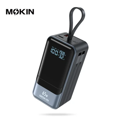 Mokin Powerbank 65W 18400mAh mit dualen Kabeln, Schwarz
