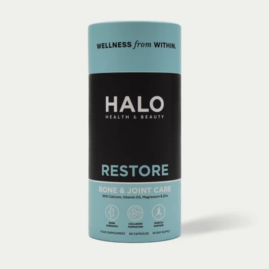 HALO RESTORE Bone & Joint Support Capsules - with Calcium, Vitamin D & K2, Supports Bone Density & Joint Flexibility, 60 Capsules