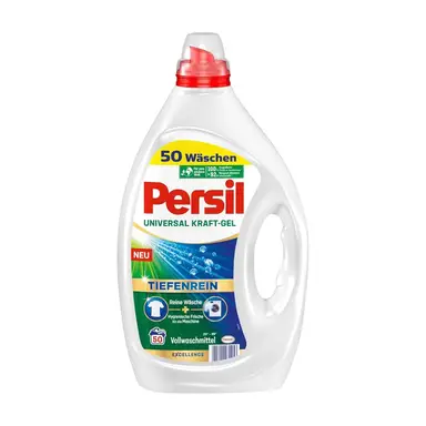 Persil Universal Kraft-Gel (50 Waschladungen), Flüssigwaschmittel mit Tiefenrein Technologie, Waschmittel für reine Wäsche und hygienische Frische für die Maschine, wirksam ab 20 °C