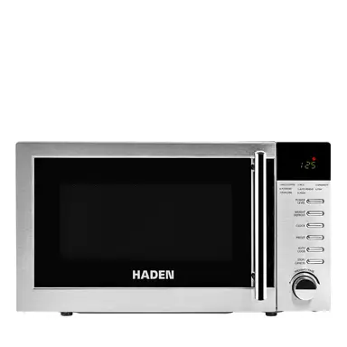 Haden 20L Digital Stainless Steel Microwave Oven - 800W, Compact Microwave, 5 Power Levels, Auto Defrost & Child Lock, Easy Clean Interior - 24.5cm Glass Turntable
