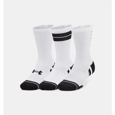 Under Armour Performance Tech Unisex 3-Pack Crew Socks - White/Black