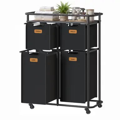 SONGMICS Wäschekorb für schmale Nischen, kompakter Wäschesammler mit Deckel und herausnehmbarem Innensack, für Schlafzimmer Braun 60 x 38,5 x 70,5 cm | Wäschekörbe
