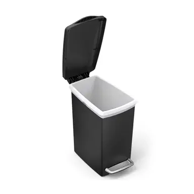 Simplehuman 10L Plastic Slim Pedal Bin, black