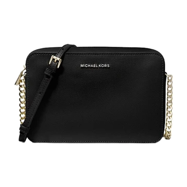 MICHAEL KORS Grand sac à bandoulière Jet Set en cuir saffiano - Noir