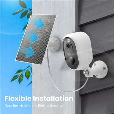 Powered by TUYA, Goldsmart Solar Security Camera Outdoor Wireless, 2K Color Night Vision, Battery Powered PIR Motion Detection,2.4GHz WiFi Cameras for Home Surveillance, Light and Sound Alarm, 2-Way Audio