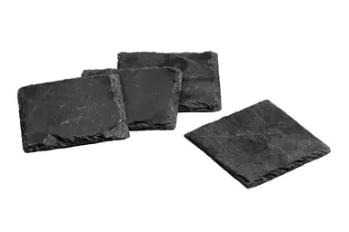 Maison by Premier Durable Set of 4 Slate Square Coasters, Handcrafted Natural Slate Four Coasters, Versatile Coasters