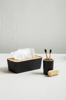 Maison by Premier Modern Black Toothbrush Holder, Sustainable Toothbrush Cup With Divider, Holder For Bathroom Accessories