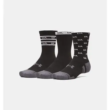 Under Armour Performance Tech Unisex 3-Pack Crew Socks - Black/White