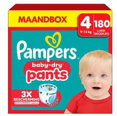 Pampers Baby-Dry Broekjes Maat 4 – 180 Luierbroekjes (Maandbox)