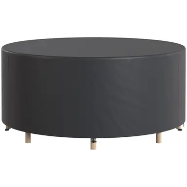 Outsunny Round Garden Furniture Cover, Waterproof Garden Table Cover, 420D Heavy Duty Oxford for Outdoor Garden Table and Chairs, Dia.214 x 70 cm, Black