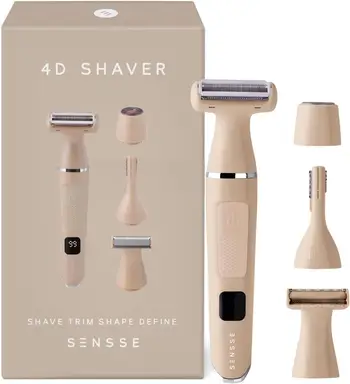 Sensse 4D Female Shaver, 4-in-1 Multi-Area Hair Removal for Face, Underarms, Legs, Bikini & Eyebrows – Cream