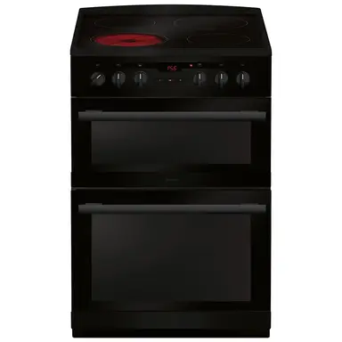 Amica AFC6550BL Ceramic Electric Cooker with Double Oven, Black, A Rated