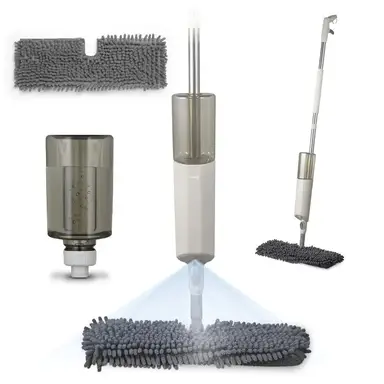 Tower Cavaletto Flexi Spray Mop, Double-Sided Head, Flexi-Neck, Latte & Grey
