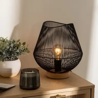 Atmosphera Jena Tafellamp - Zwarte Metalen Draad, 28 cm