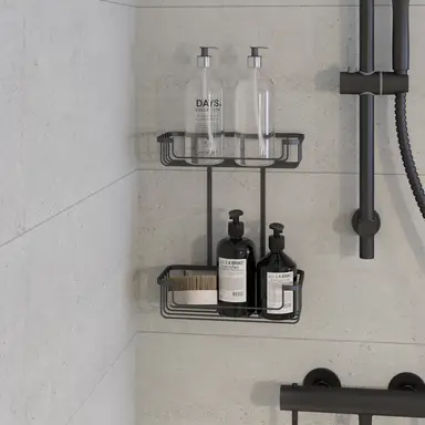 Croydex Slimline Two Tier Shower Caddy - Matte Black
