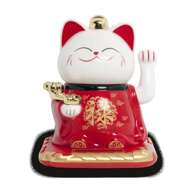 Solar Glückskatze H10,5cm, Tisch- & Autodekoration Reichtum